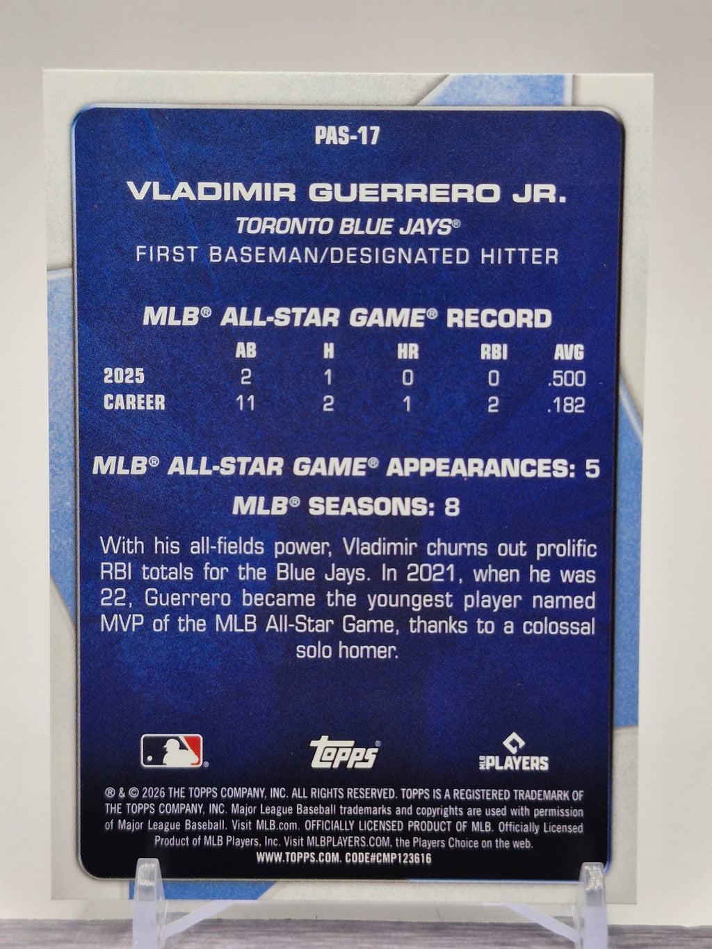2026 Topps #PAS-17 Vladimir Guerrero Jr. Perennial All Stars