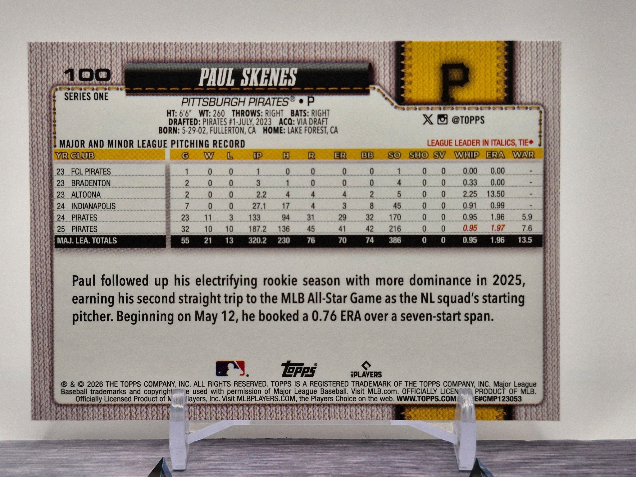 2026 Topps #100 Paul Skenes Silver Crackle Foil
