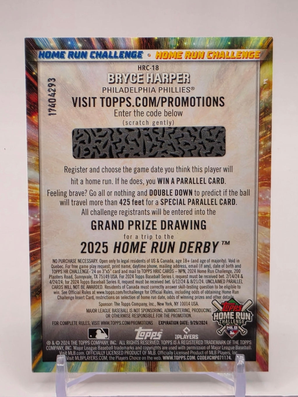 2024 Topps #HRC-18 Bryce Harper Home Run Challenge (Series Two)