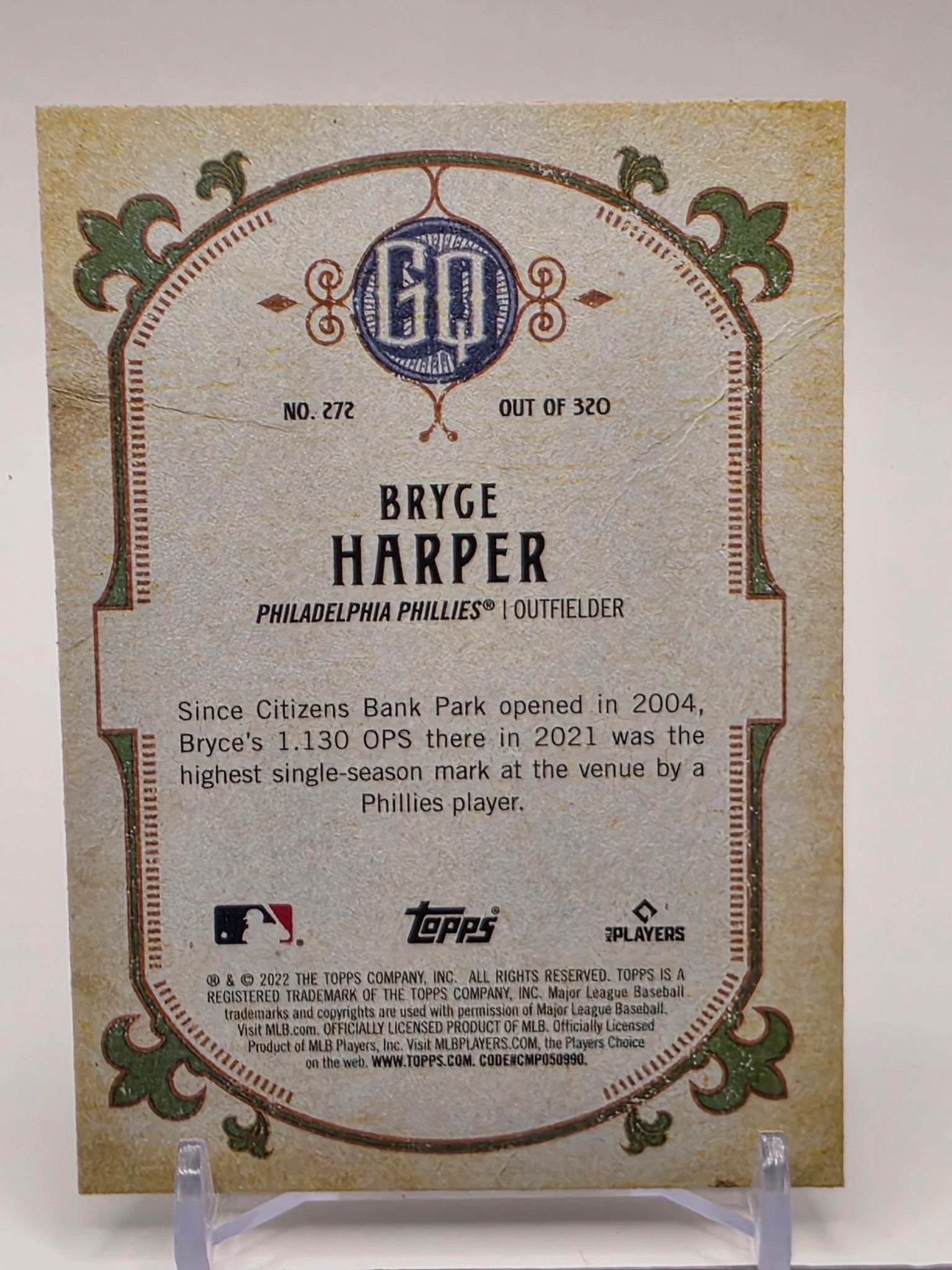 2022 Topps Gypsy Queen #272 Bryce Harper Turquoise