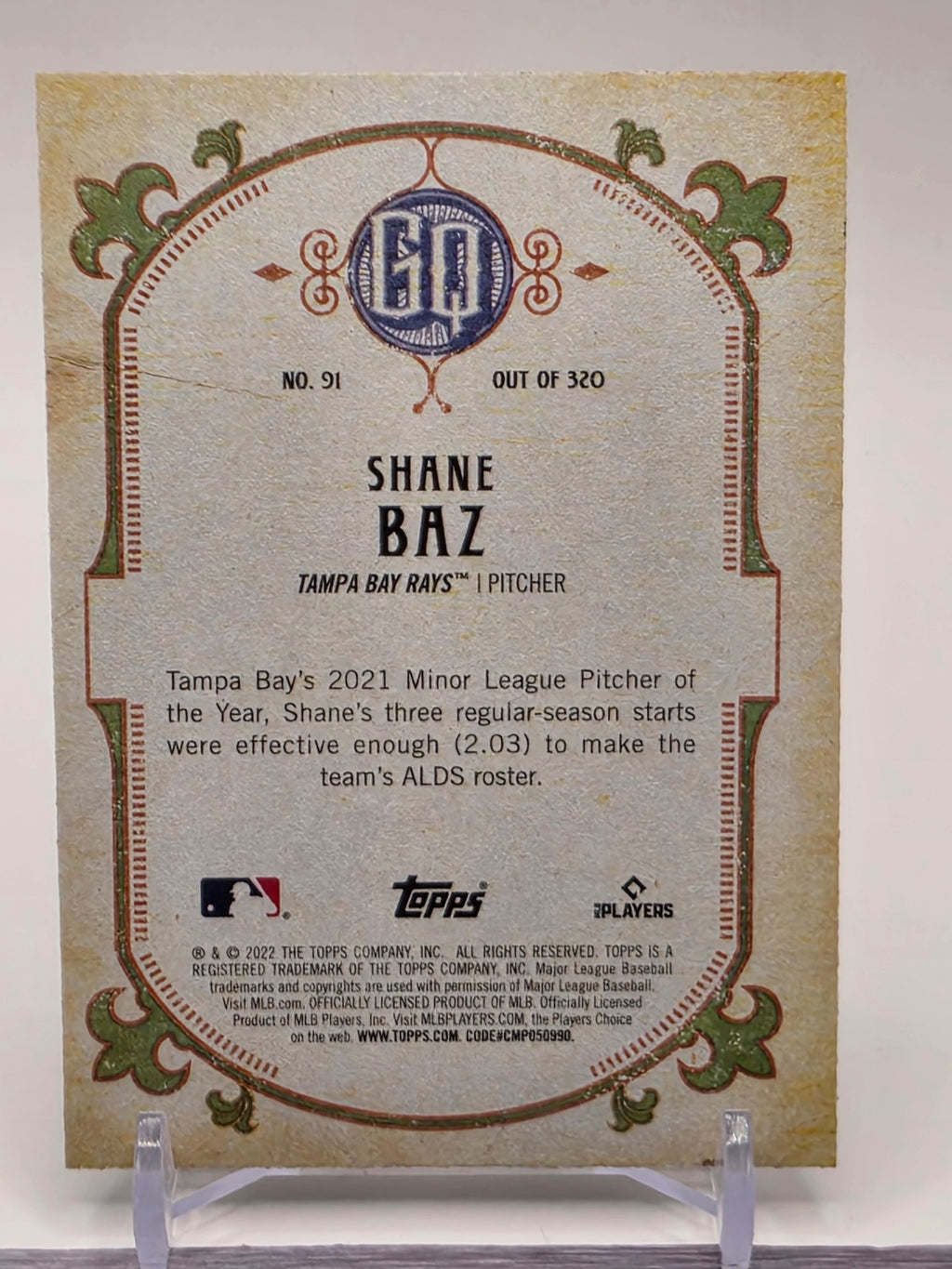 2022 Topps Gypsy Queen #91 Shane Baz Turquoise #/199