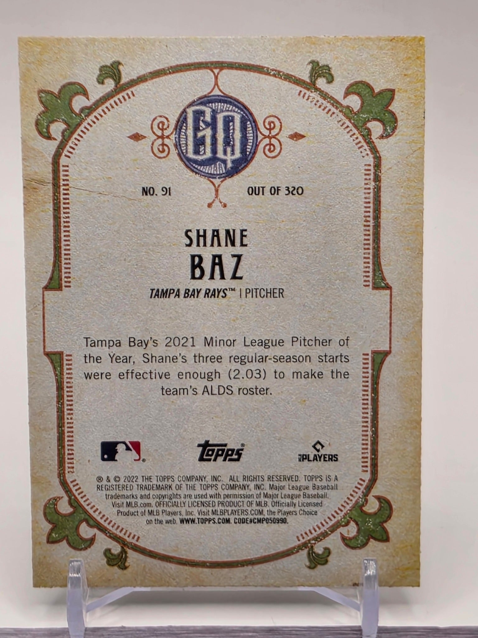 2022 Topps Gypsy Queen #91 Shane Baz Turquoise #/199