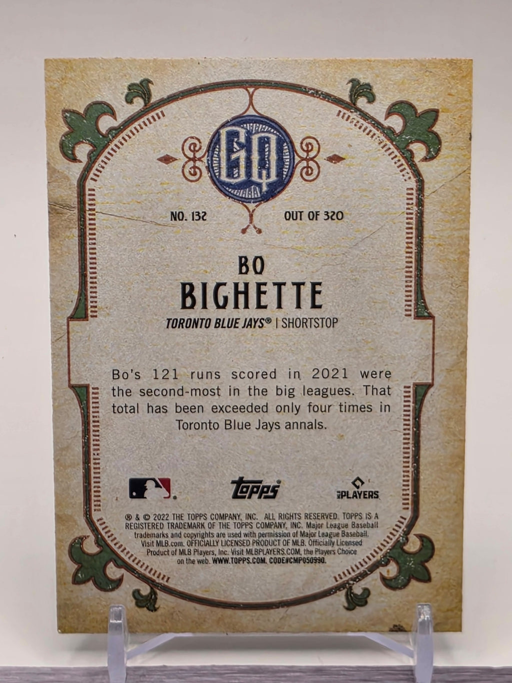 2022 Topps Gypsy Queen #132 Bo Bichette Green
