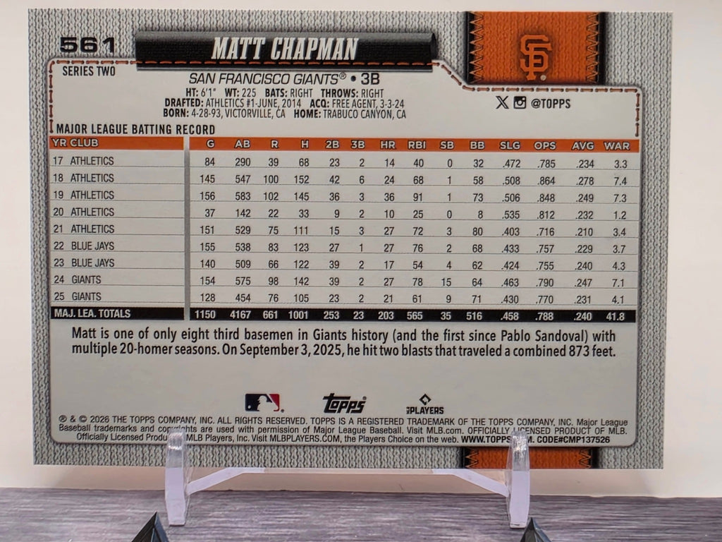 2026 Topps #561 Matt Chapman