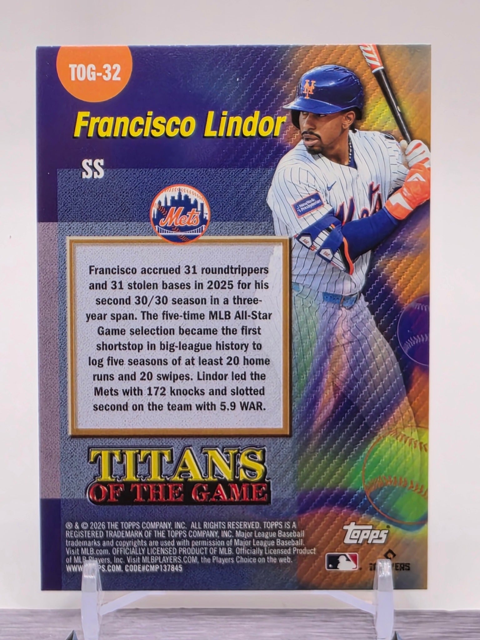 2026 Topps #TOG-32 Francisco Lindor Titans of the Game