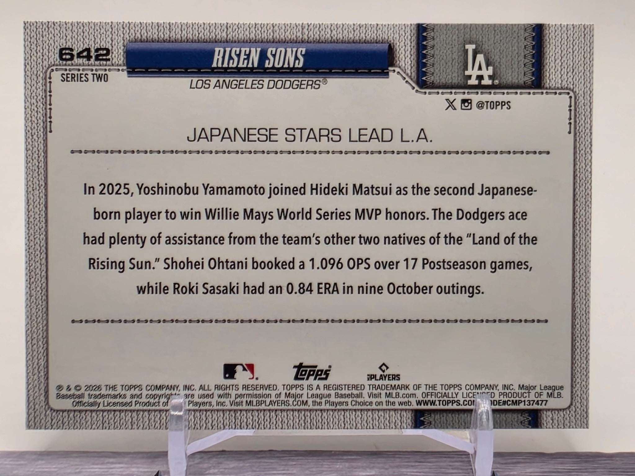 2026 Topps #642 Risen Sons (Shohei Ohtani / Roki Sasaki / Yoshinobu Yamamoto)