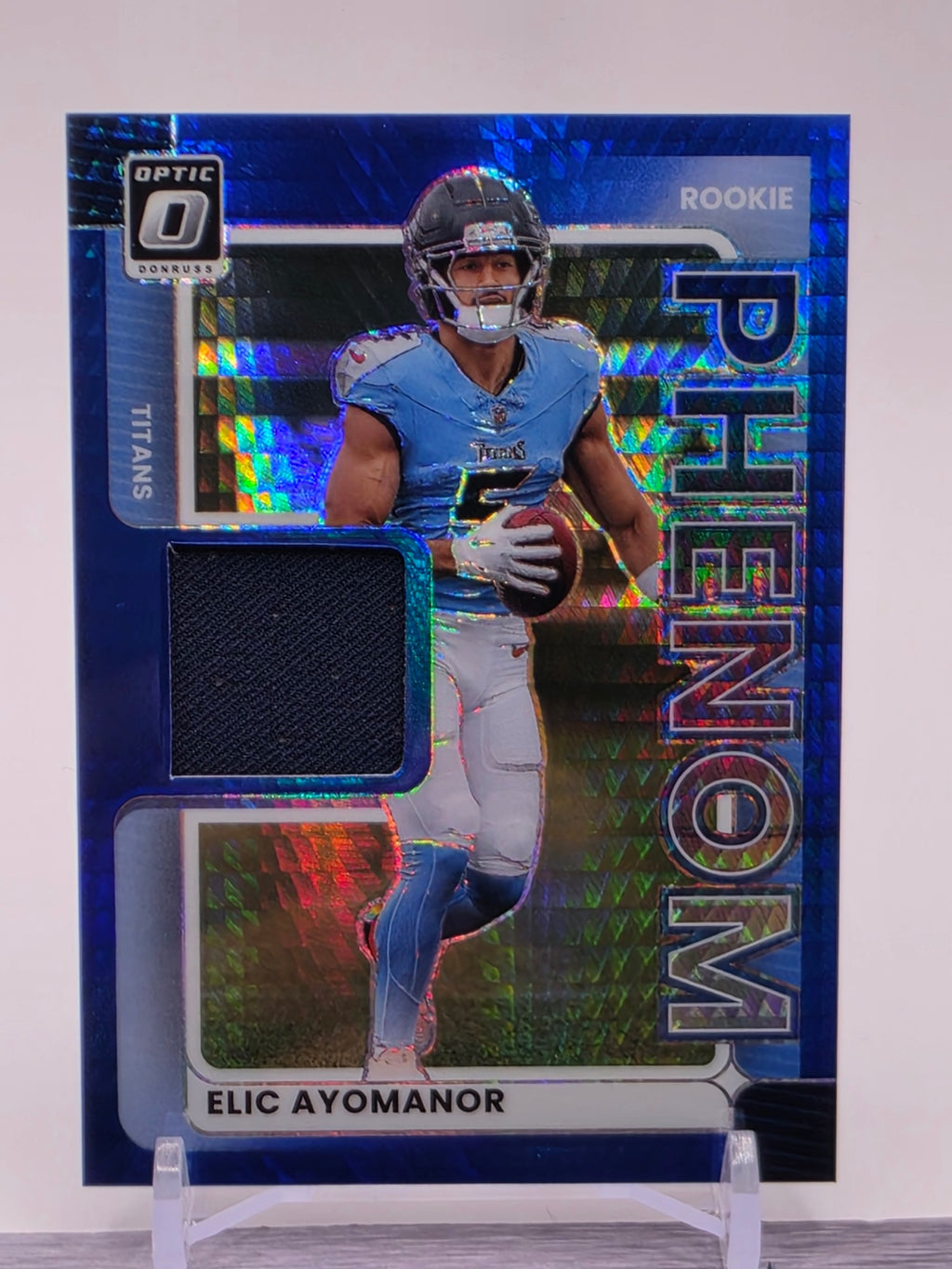2025 Donruss Optic #RPBH-EAR Elic Ayomanor Rookie Phenoms Blue Hyper