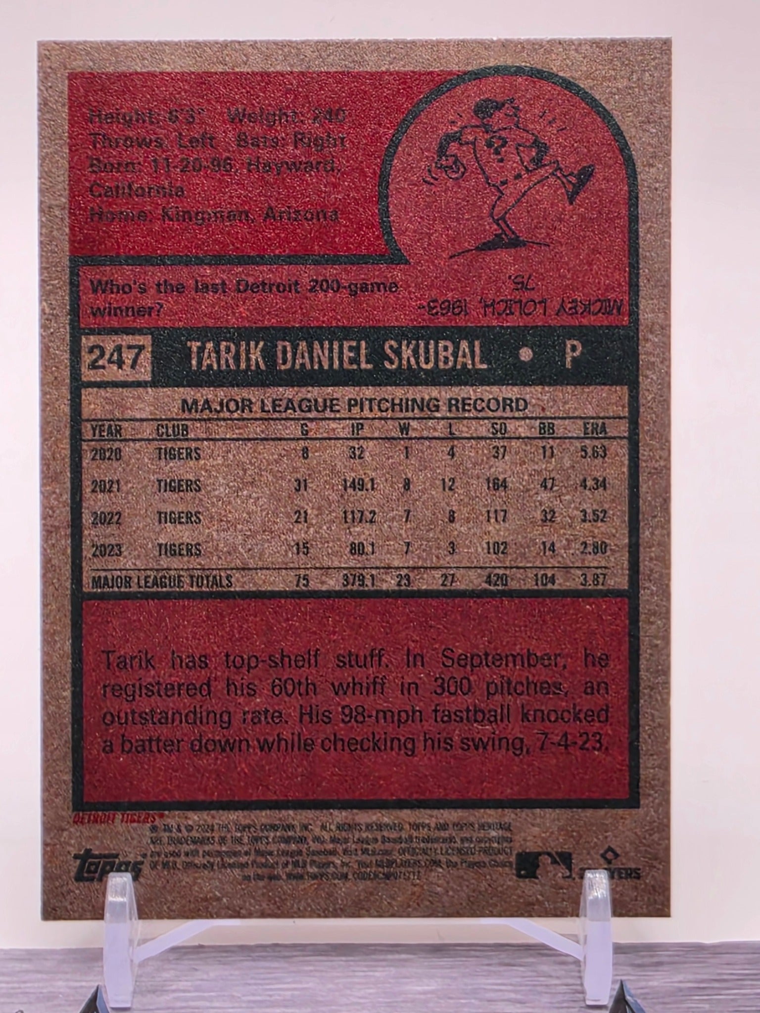 2024 Topps Heritage #247 Tarik Skubal White Border