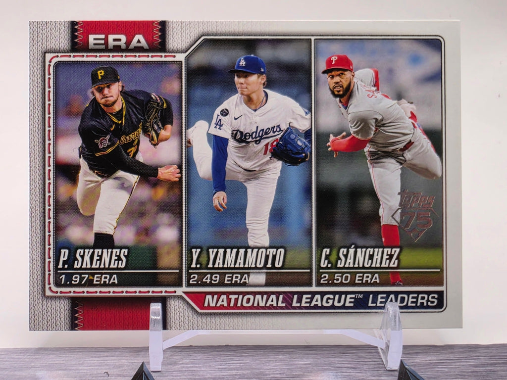 2026 Topps #203 National League Leaders ERA (Paul Skenes / Yamamoto / Sánchez)