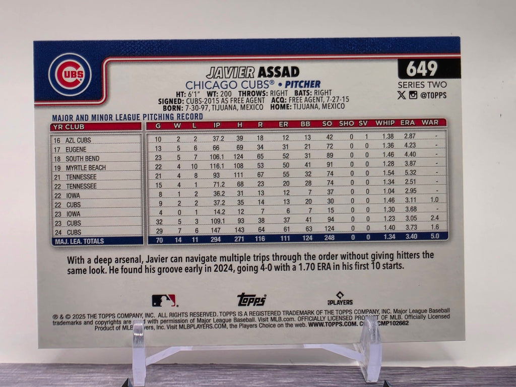 2025 Topps #649 Javier Assad Gold #/2025