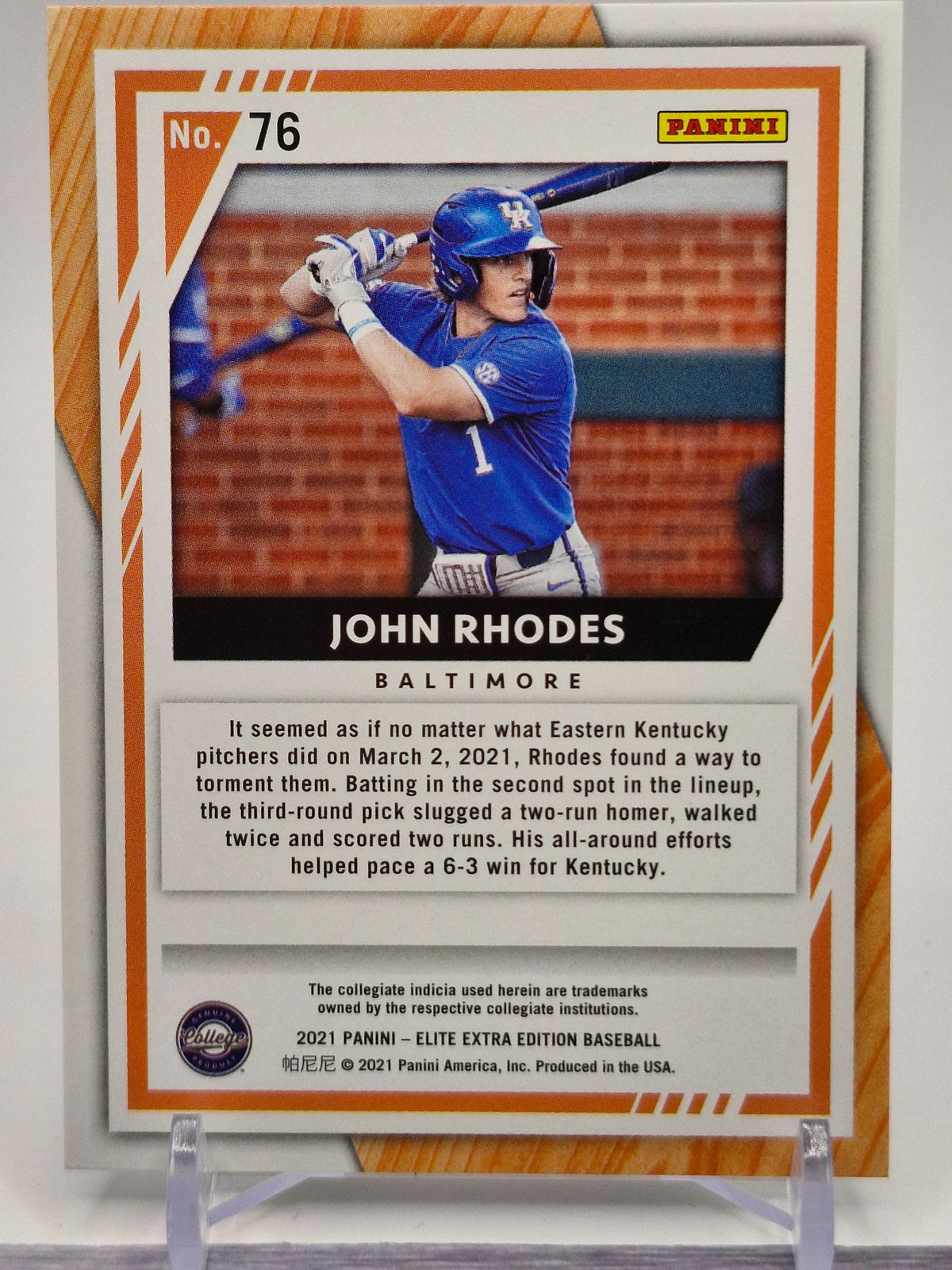 2021 Panini Elite Extra Edition #76 John Rhodes Status Green #/999