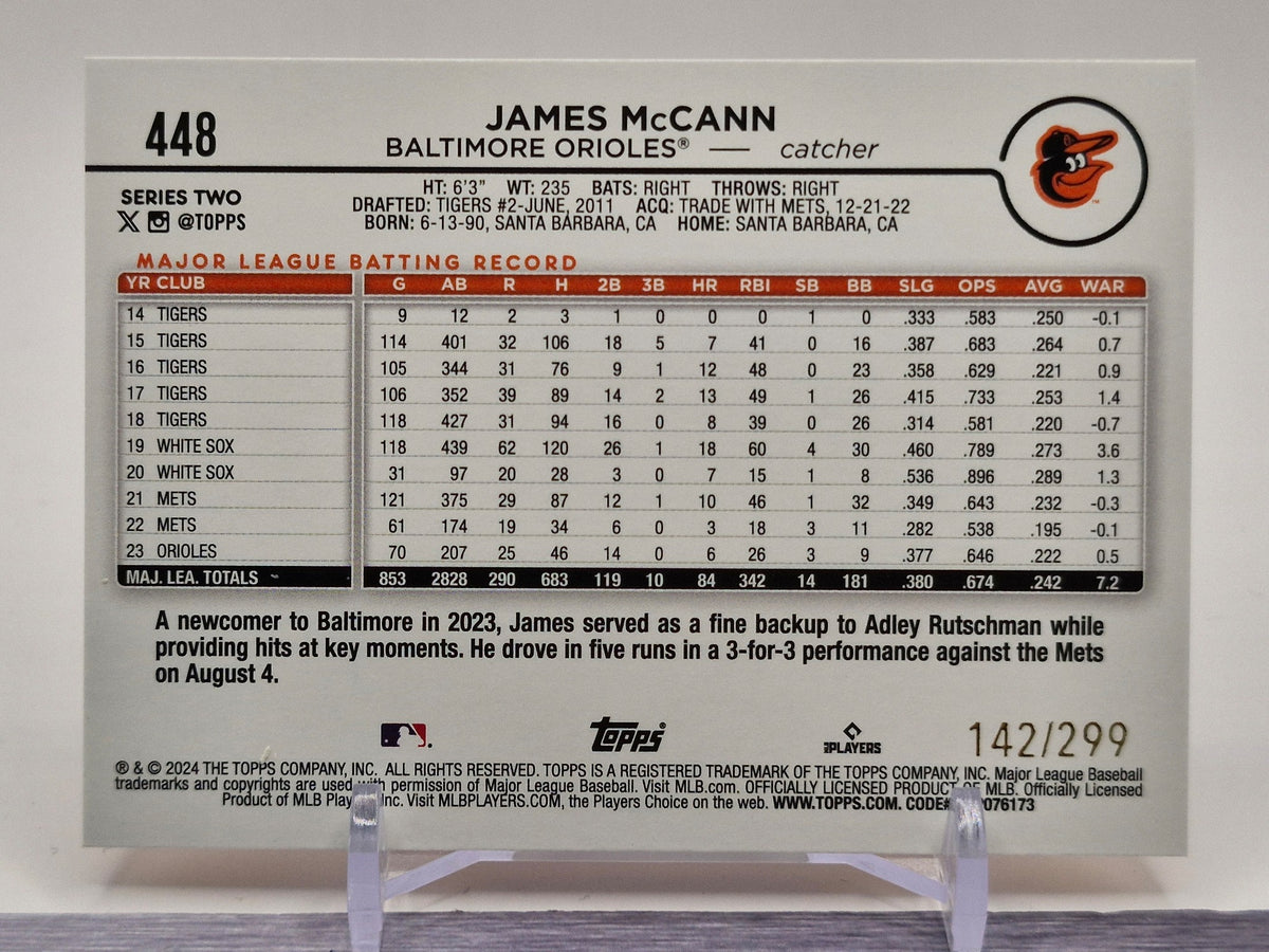 2024 Topps #448 James McCann Red Crackle Foil #/199