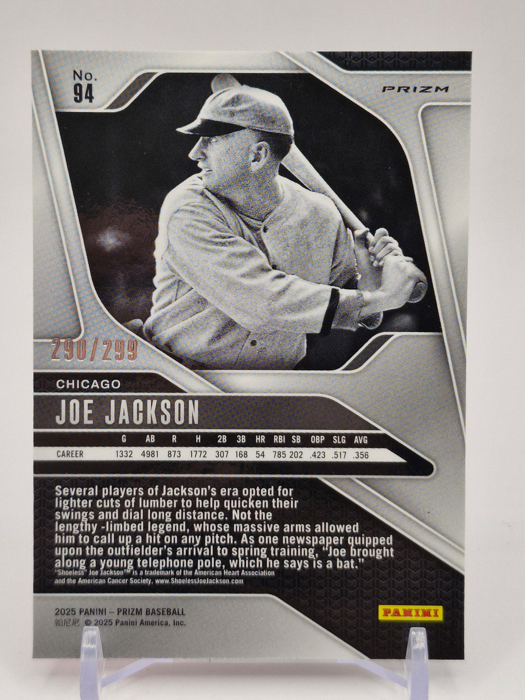 2025 Panini Prizm #94 Joe Jackson Orange Pulsar Prizms #/399