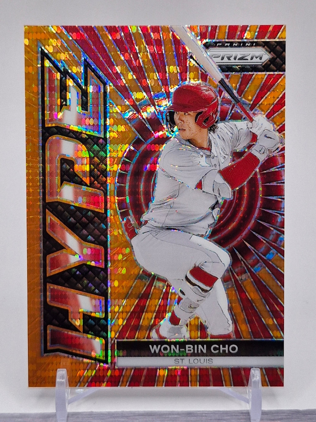 2024 Panini Prizm #12 Won-Bin Cho Hype Orange Pulsar Prizms #/399