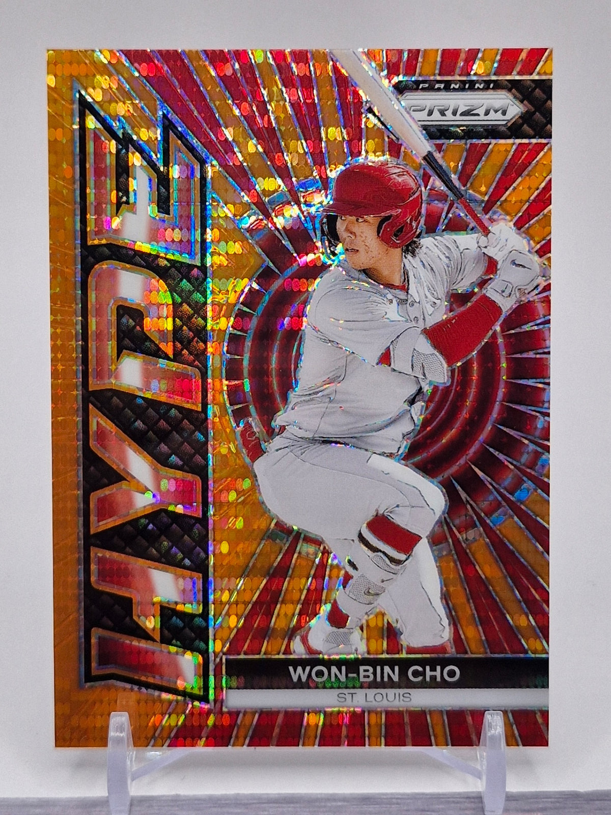 2024 Panini Prizm #12 Won-Bin Cho Hype Orange Pulsar Prizms #/399