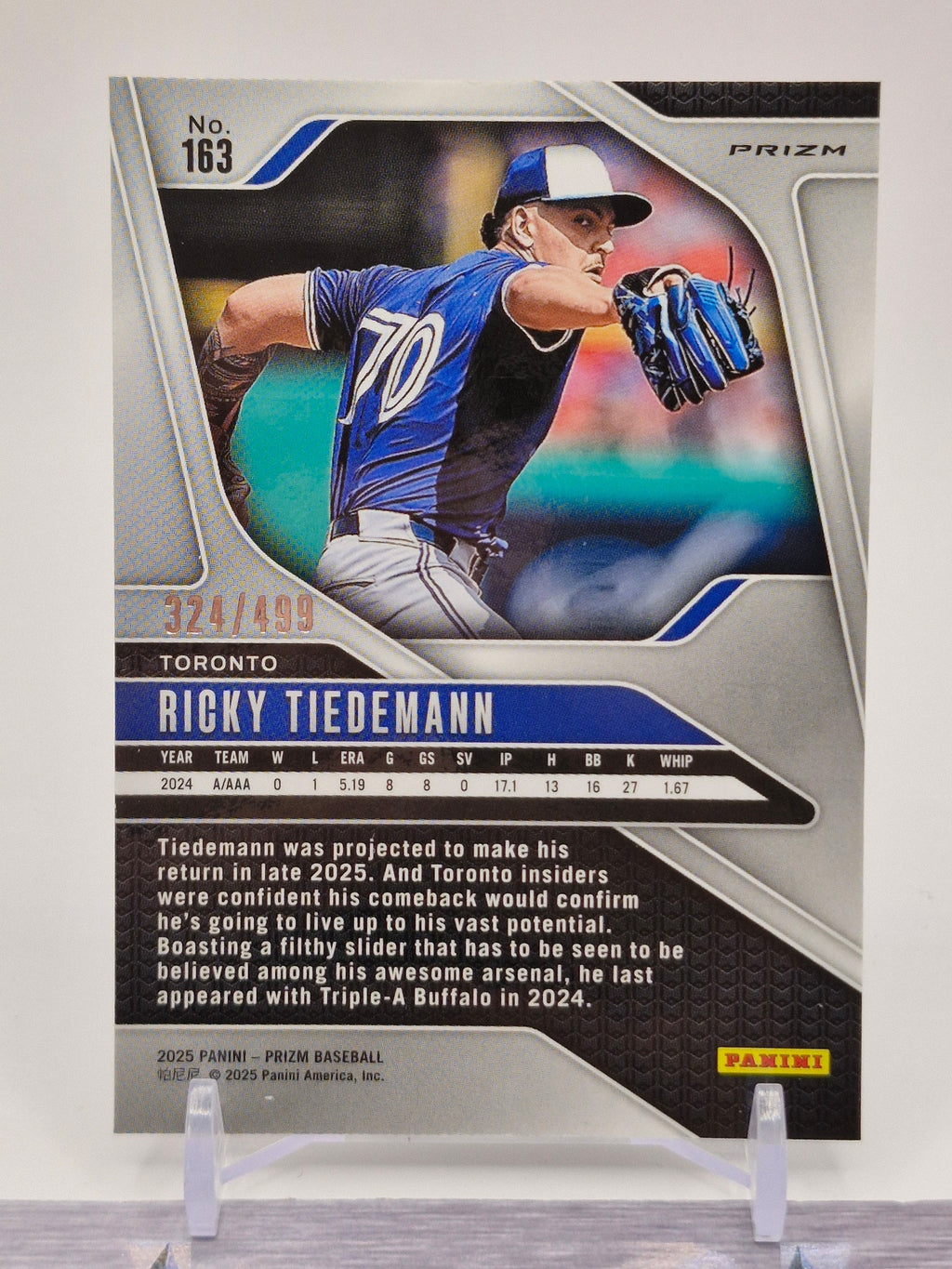 2025 Panini Prizm #163 Ricky Tiedemann Pulsar Prizms #/499