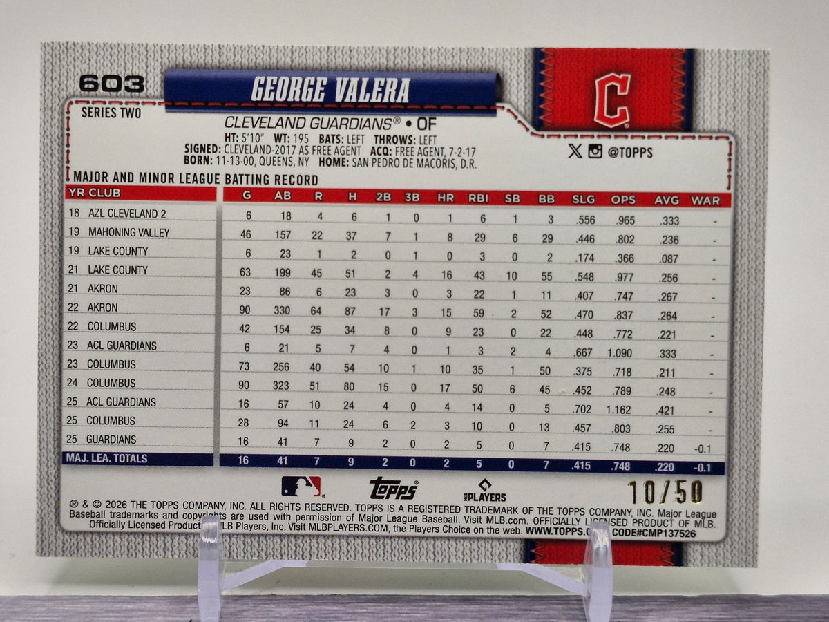 2026 Topps #603 George Valera Diamante Foil