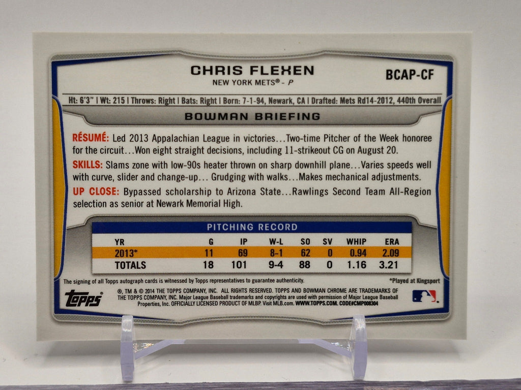2014 Bowman #BCAP-CF Chris Flexen Chrome Prospect Autographs