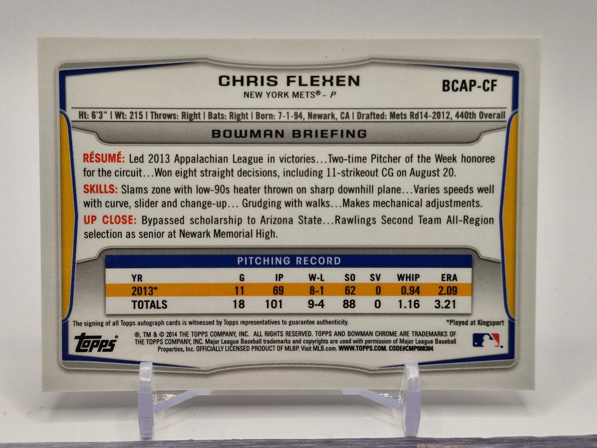 2014 Bowman #BCAP-CF Chris Flexen Chrome Prospect Autographs