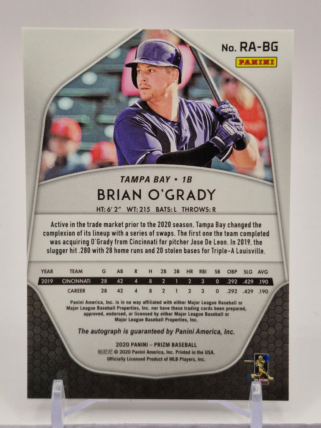 2020 Panini Prizm #RA-BG Brian O'Grady Rookie Autographs