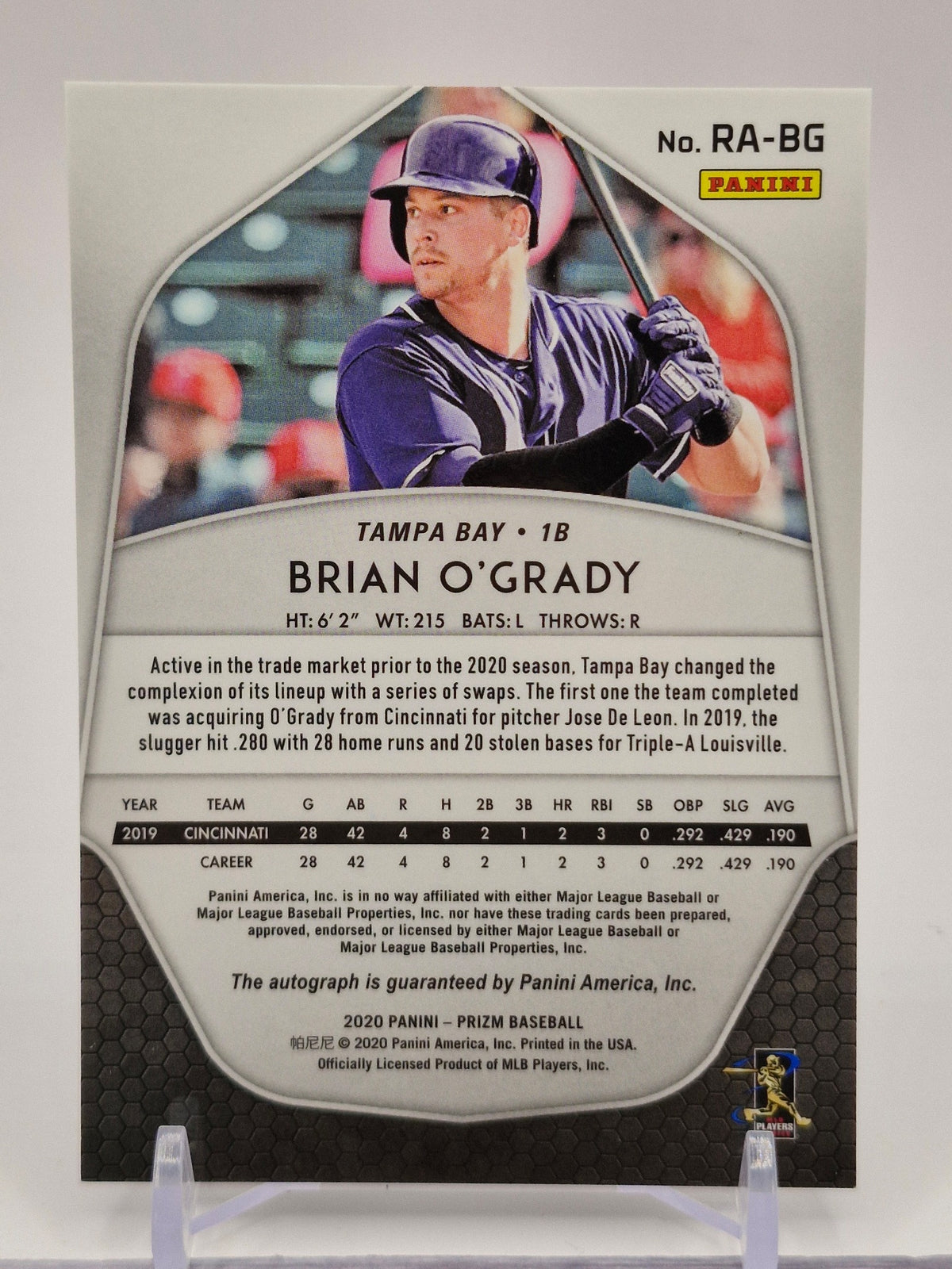 2020 Panini Prizm #RA-BG Brian O'Grady Rookie Autographs