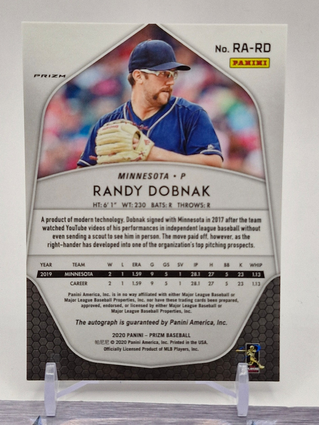 2020 Panini Prizm #RA-RD Randy Dobnak Rookie Autographs Prizm
