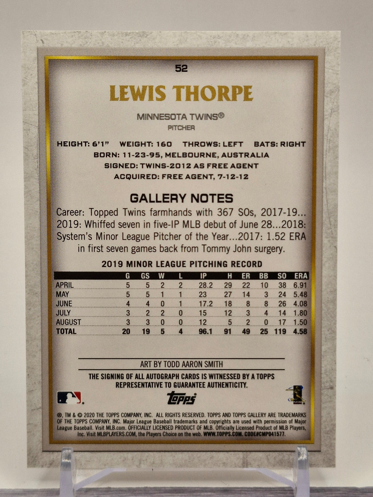 2020 Topps Gallery #52 Lewis Thorpe Wood