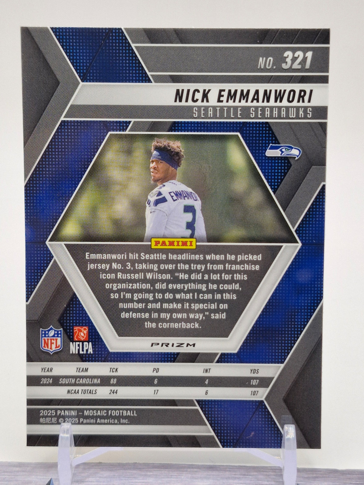 2025 Panini Mosaic #321 Nick Emmanwori Purple Scope