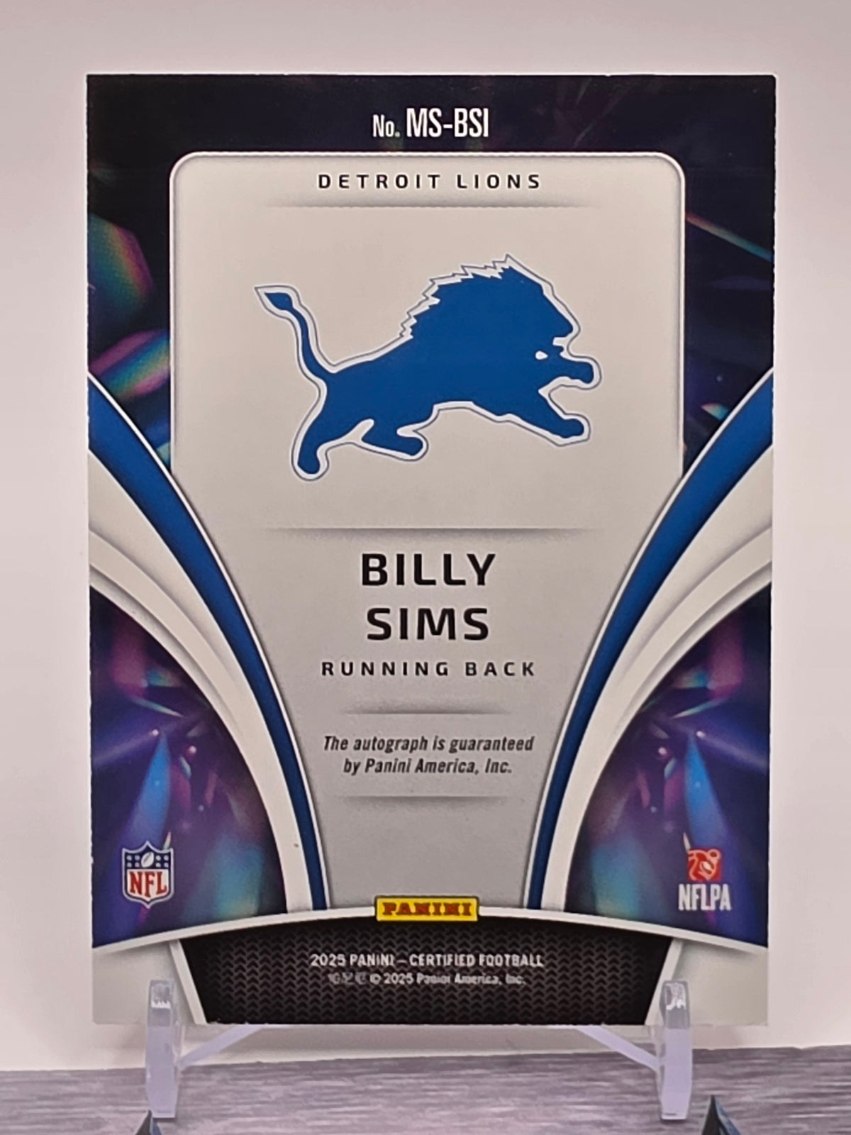 2025 Panini Certified #MS-BSI Billy Sims Mirror Signatures Red #/99
