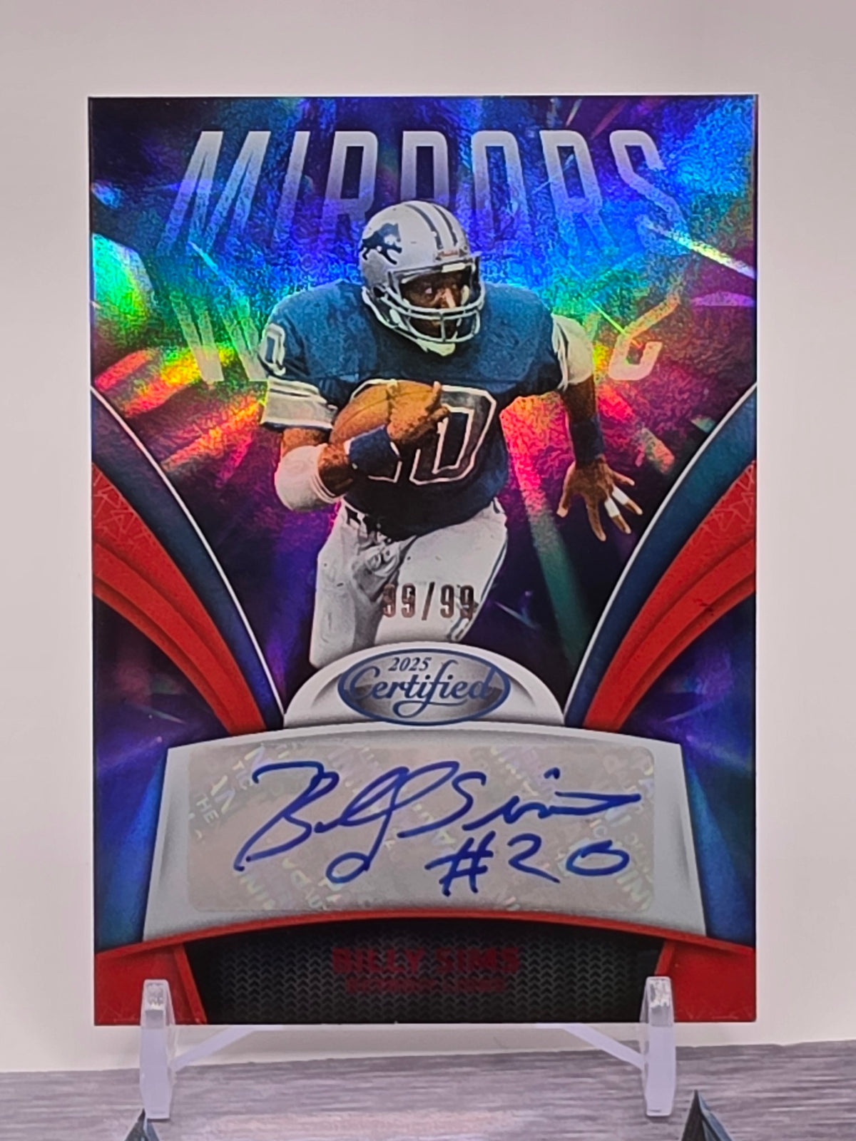 2025 Panini Certified #MS-BSI Billy Sims Mirror Signatures Red #/99