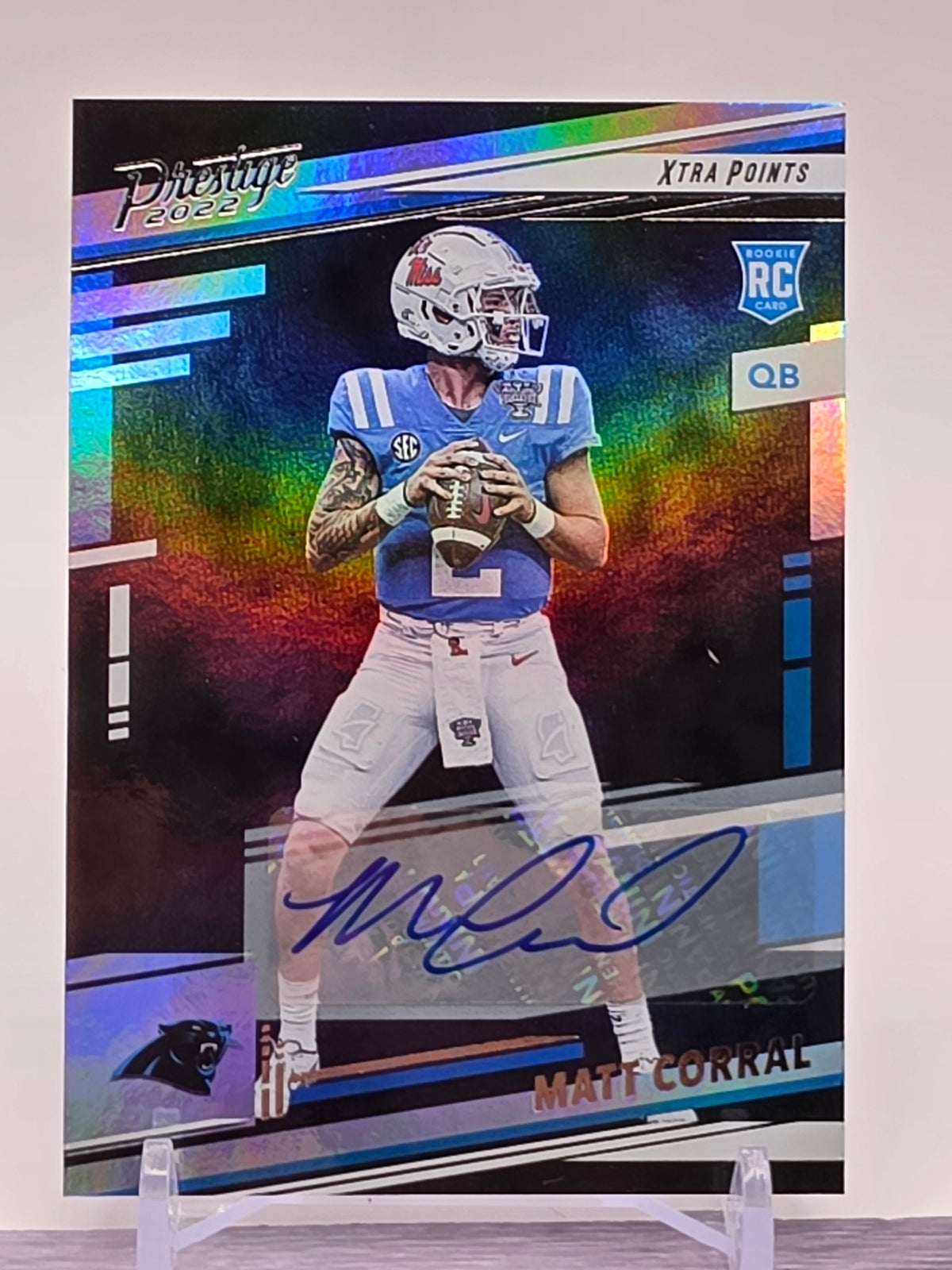 2022 Panini Prestige #302 Matt Corral Xtra Points Signatures Premium Red #/149