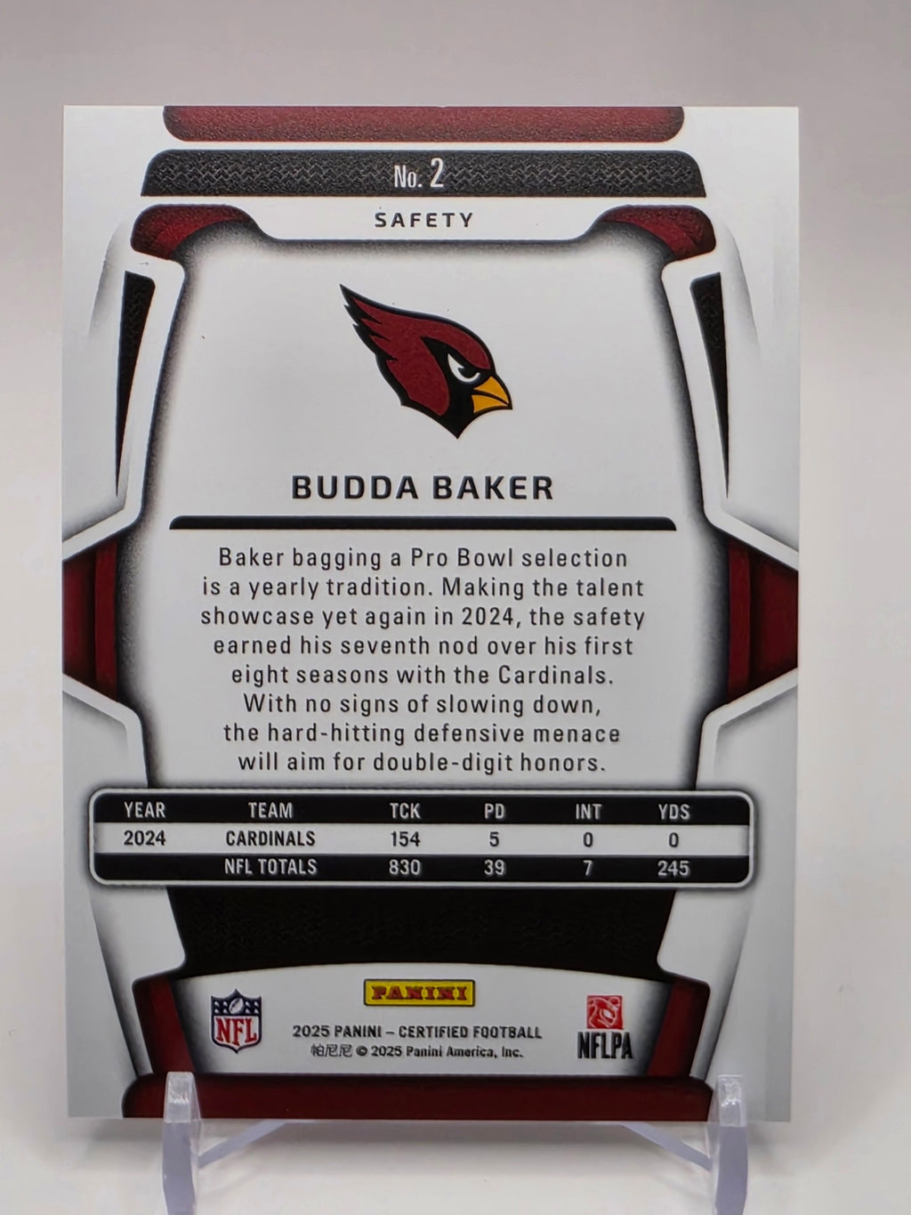 2025 Panini Certified #2 Budda Baker Mirror Red #/299