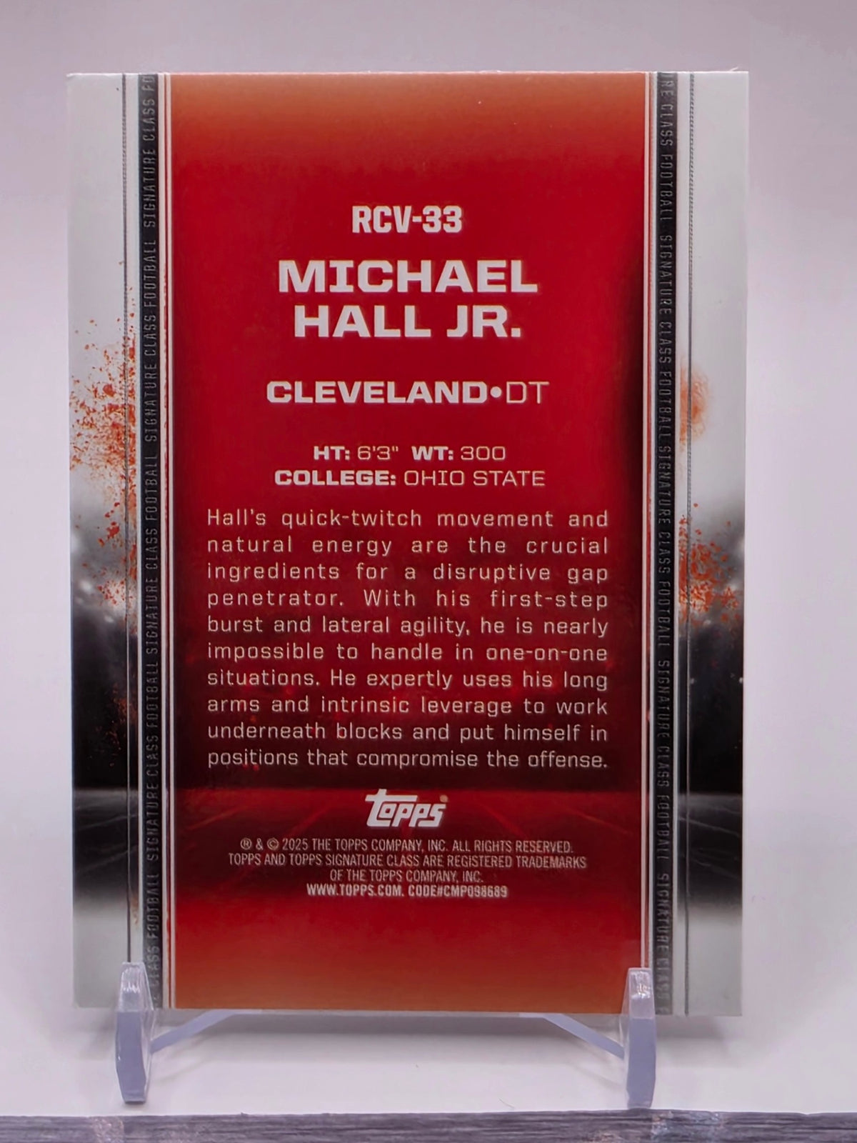 2024 Topps Signature #RCV-33 Michael HALL Jr. Rookies Chrome Refractor #/250