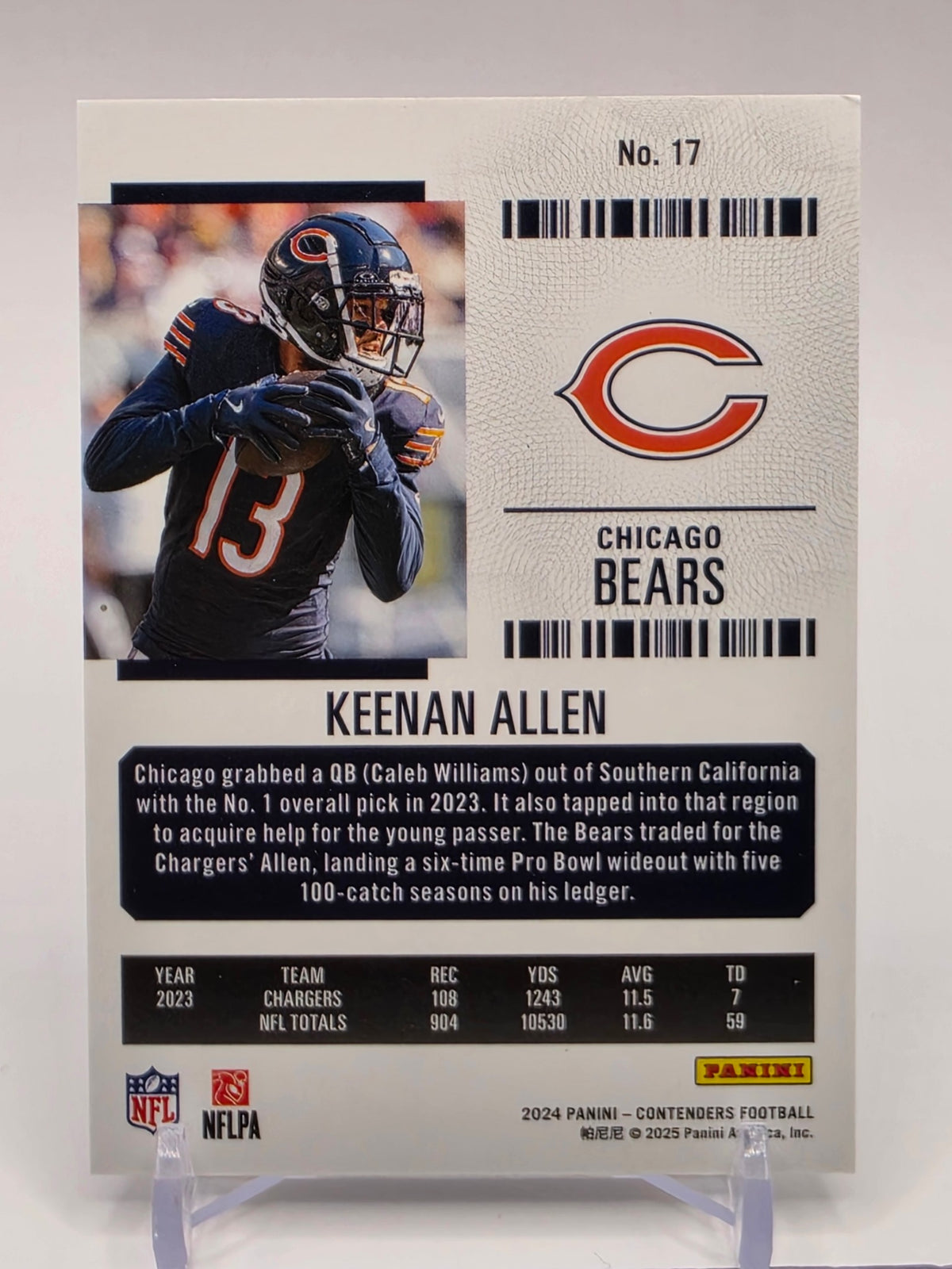 2024 Panini Contenders #17 Keenan Allen Game Ticket Blue #/499