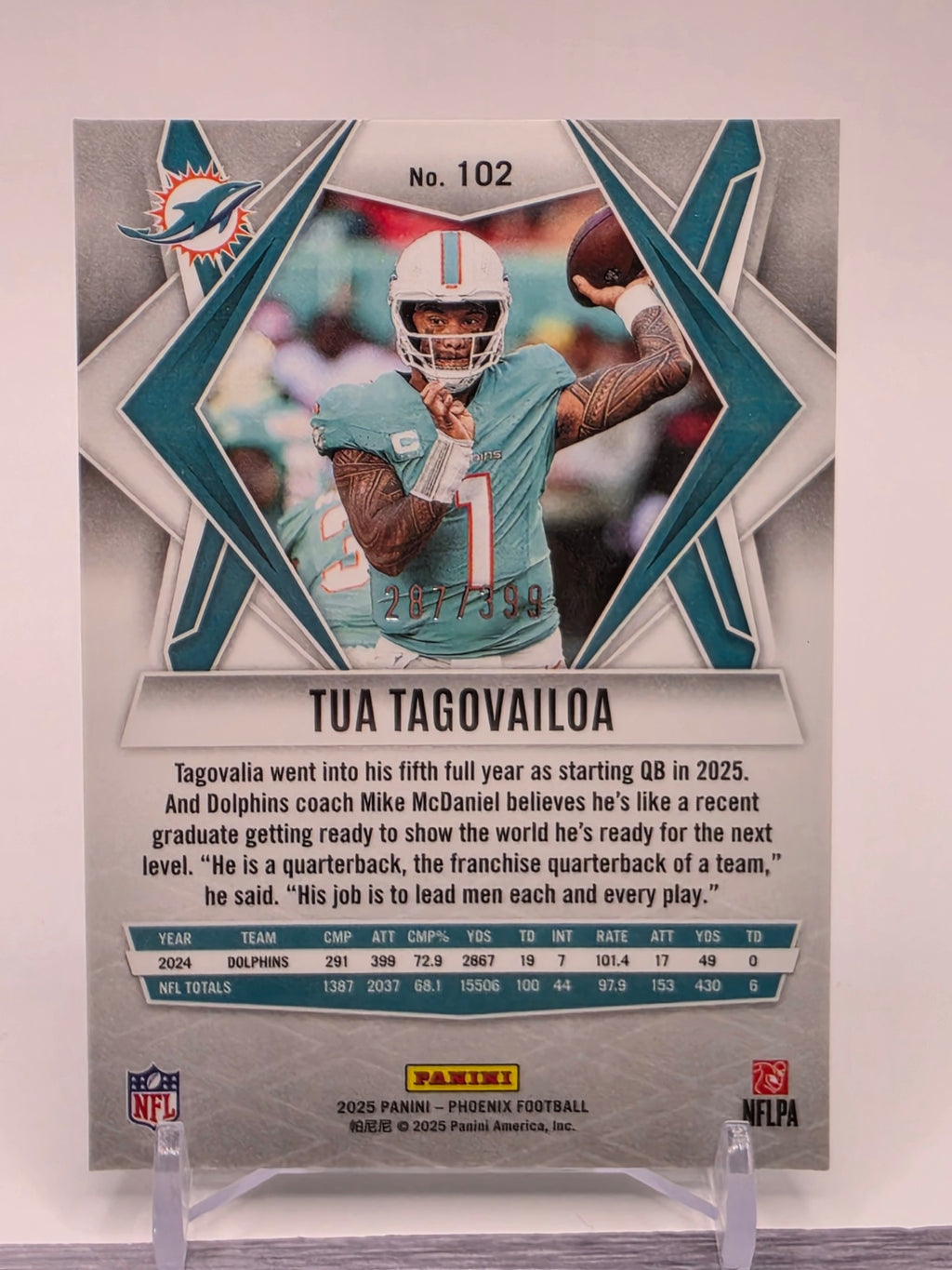 2025 Panini Phoenix #102 Tua Tagovailoa Yellow Lava Prizm #/399