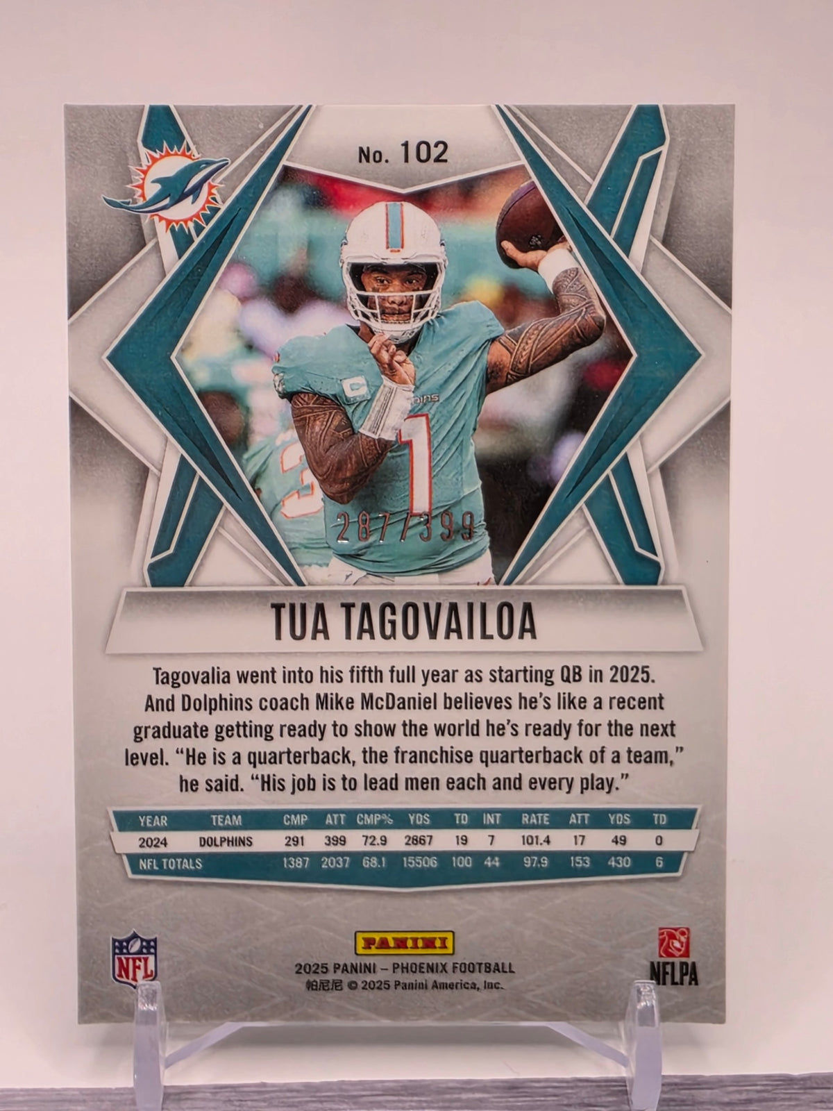 2025 Panini Phoenix #102 Tua Tagovailoa Yellow Lava Prizm #/399