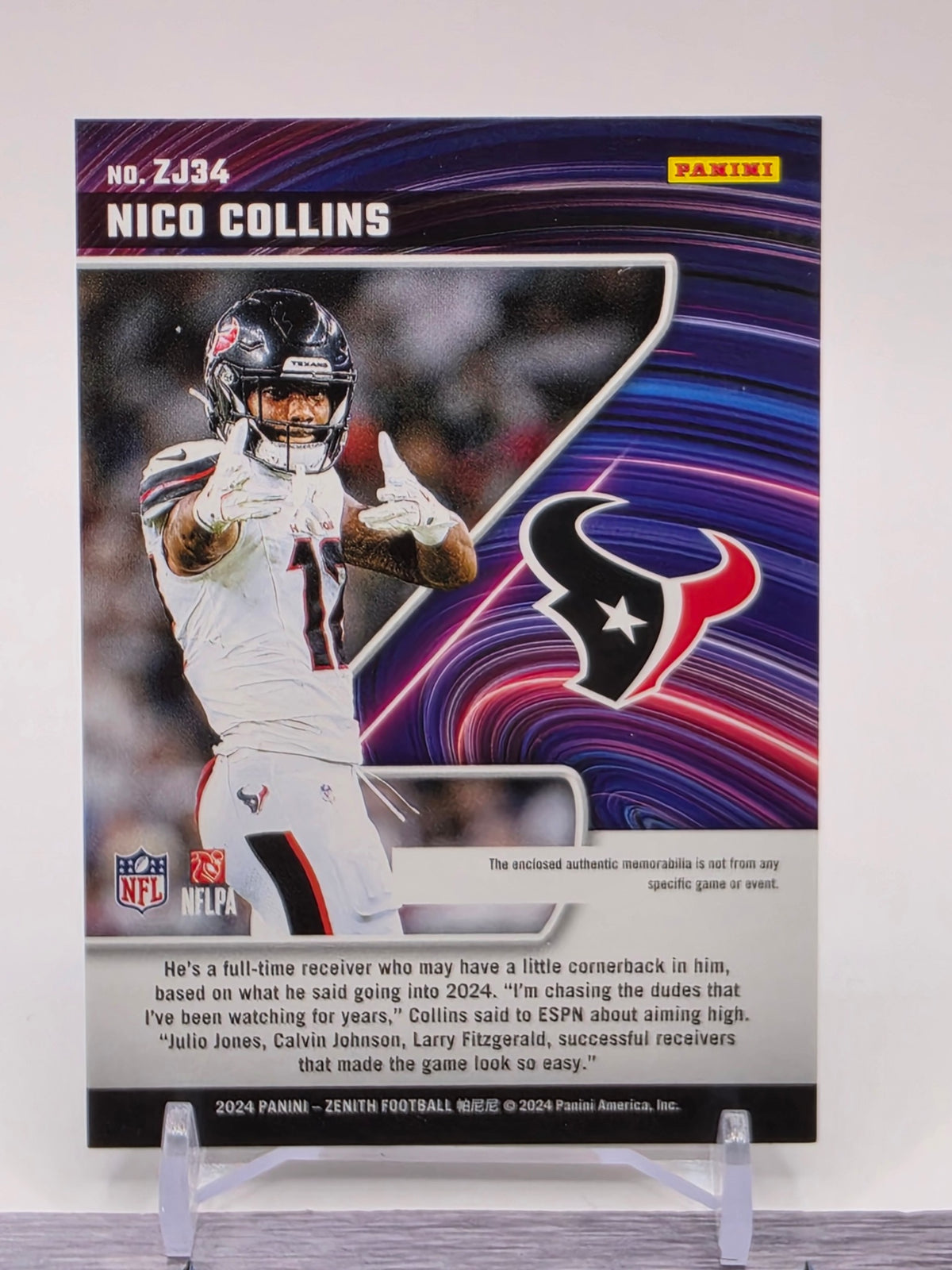 2024 Panini Zenith #ZJ34 Nico Collins Z Jersey