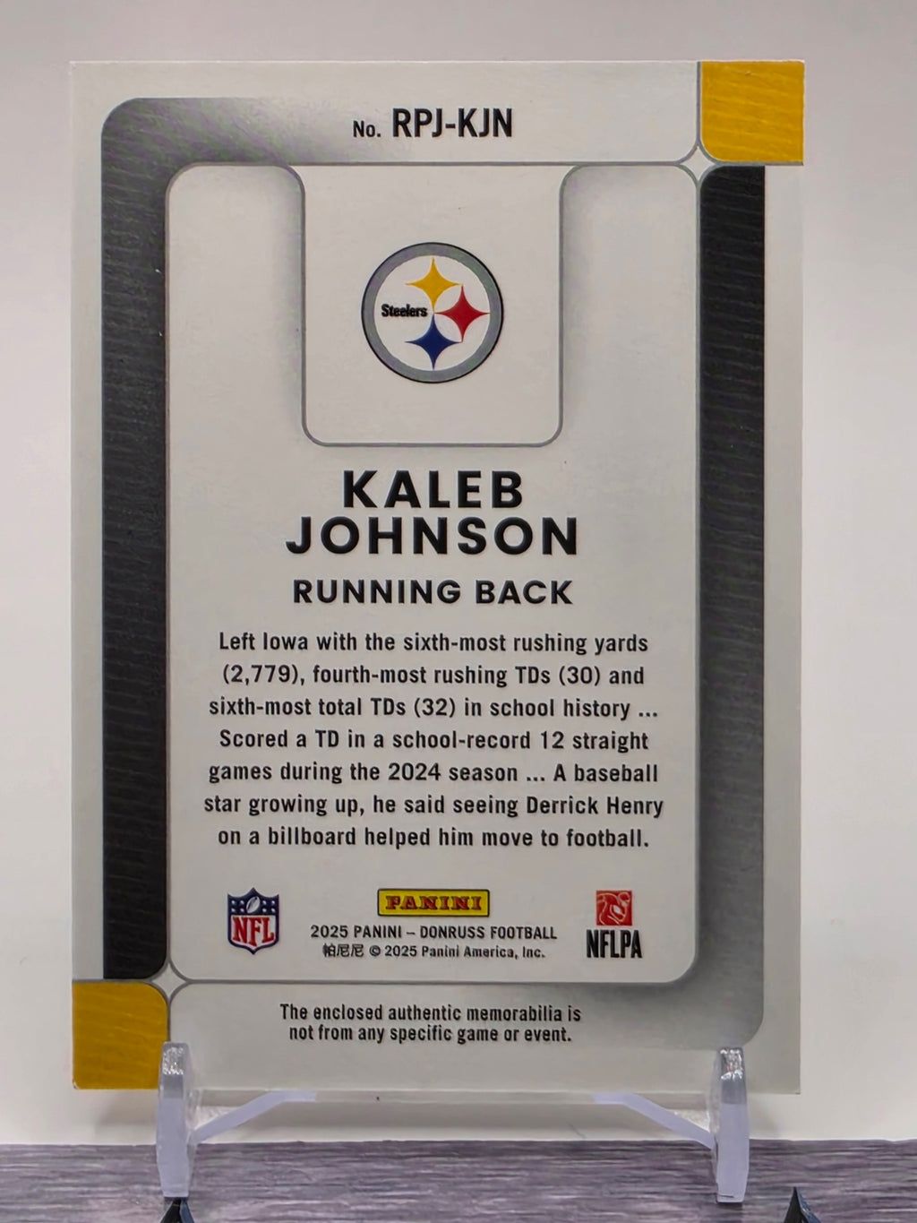2025 Donruss #RPJ-KJN Kaleb Johnson Rookie Phenom Jerseys