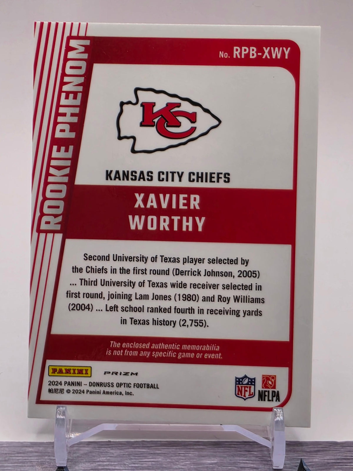 2024 Donruss Optic #RPB-XWY Xavier Worthy Rookie Phenoms Blue Hyper