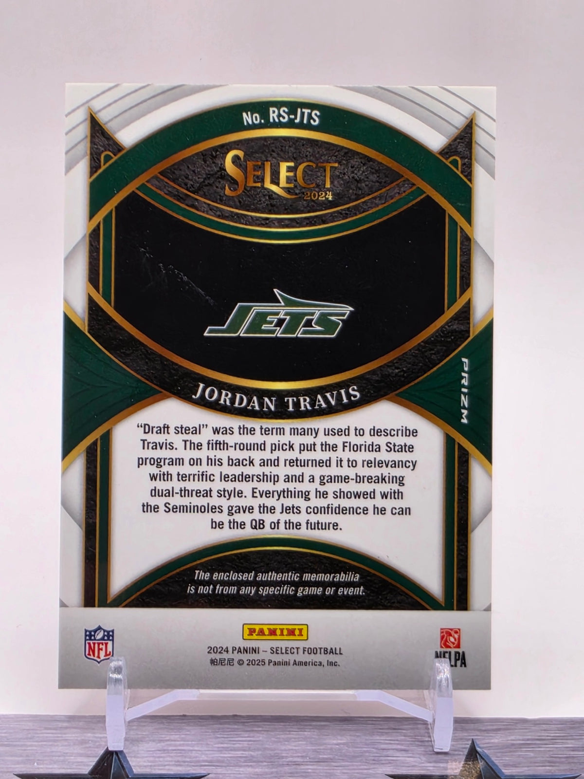 2024 Panini Select #RS-JTS Jordan Travis Rookie Swatches Red Prizm