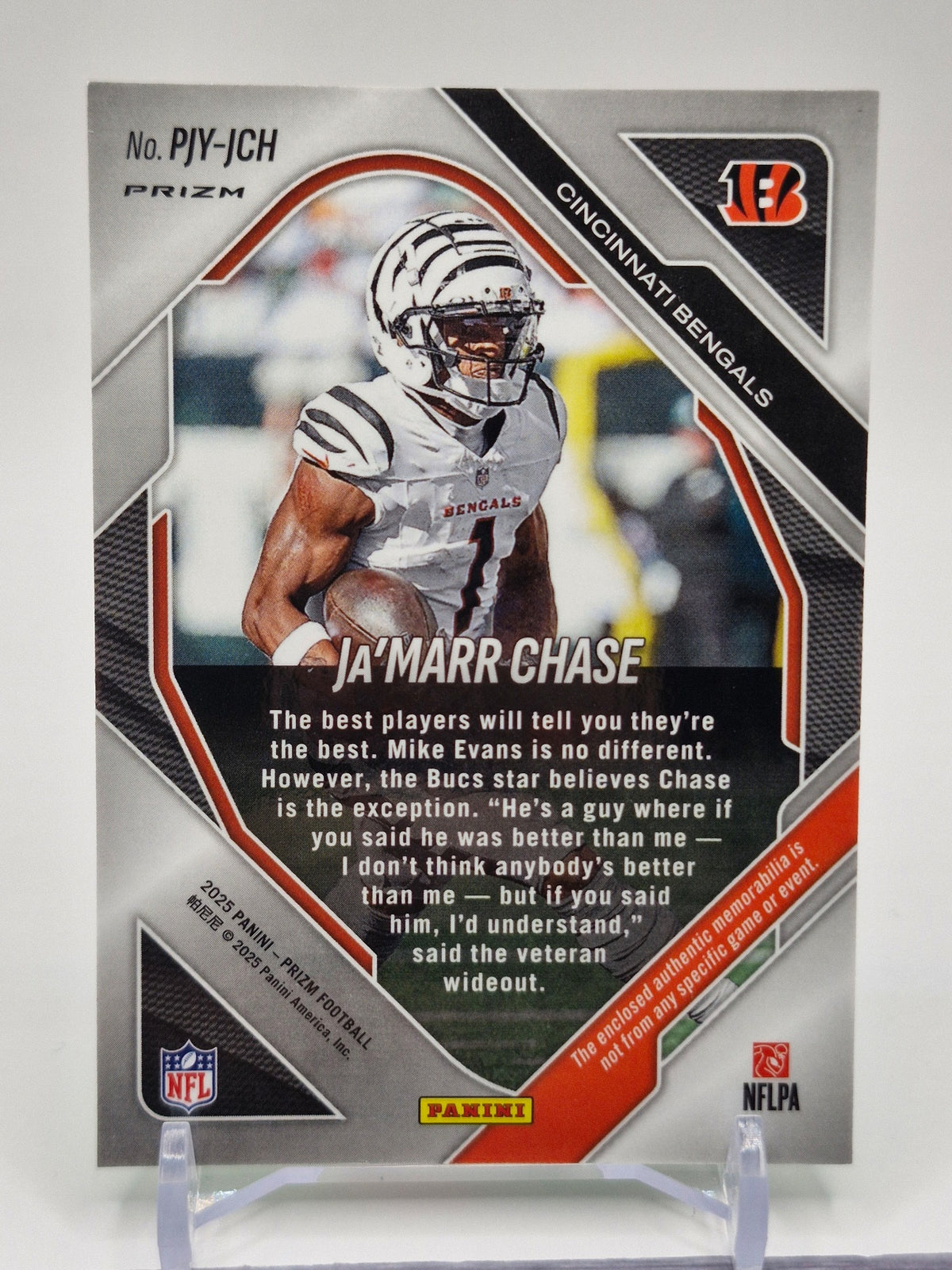 2025 Panini Prizm #PJY-JCH Ja'Marr Chase Premier Jerseys Neon Green Pulsar
