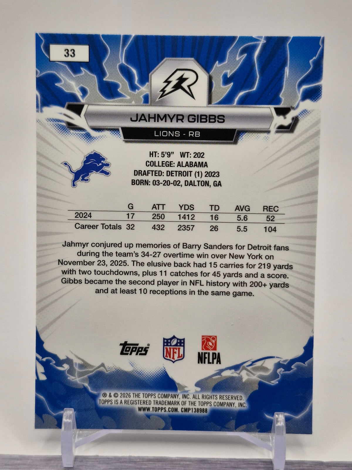 2025 Topps Resurgence #33 Jahmyr Gibbs
