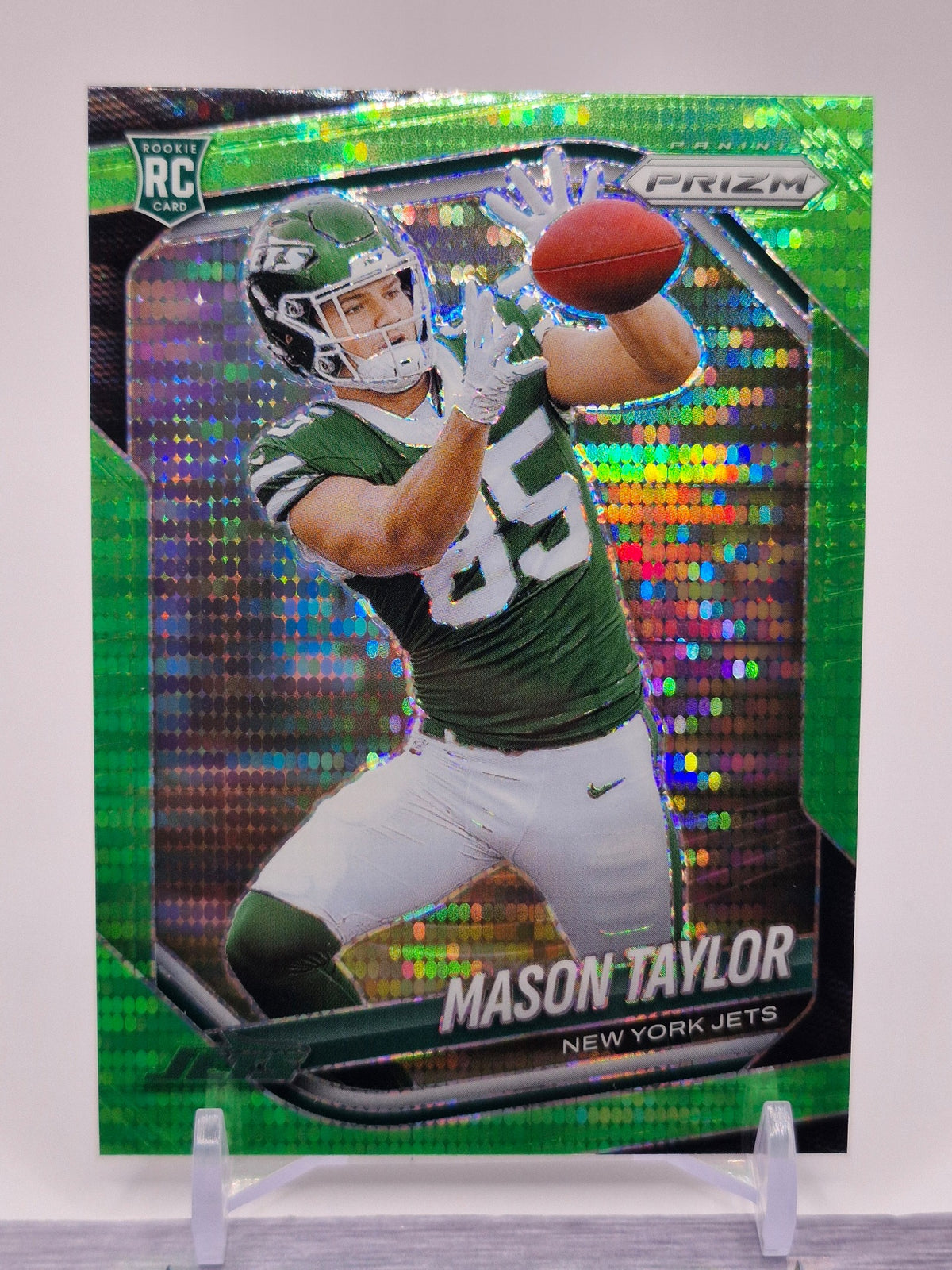 2025 Panini Prizm #329 Mason Taylor Neon Green Pulsar