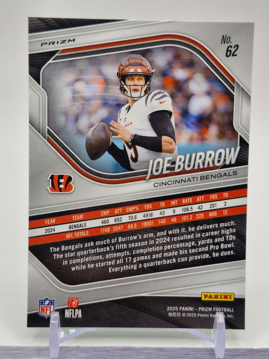 2025 Panini Prizm #62 Joe Burrow Neon Green Pulsar