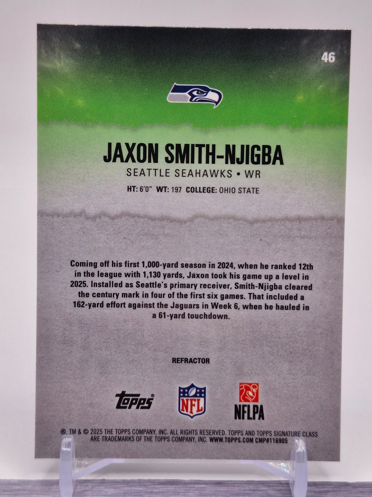 2025 Topps Signature Class #46 Jaxon Smith-Njigba Chrome Refractor