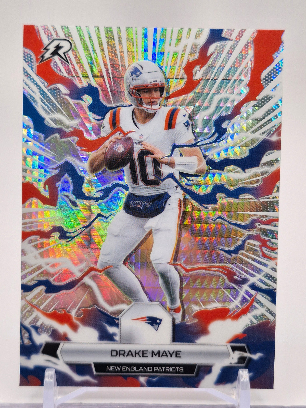 2025 Topps Resurgence #66 Drake Maye Blue & Orange Spark Refractor