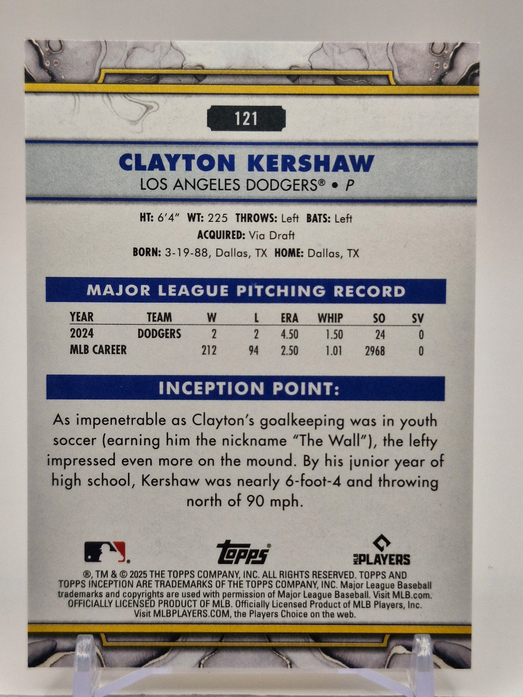 2025 Topps Inception #121 Clayton Kershaw