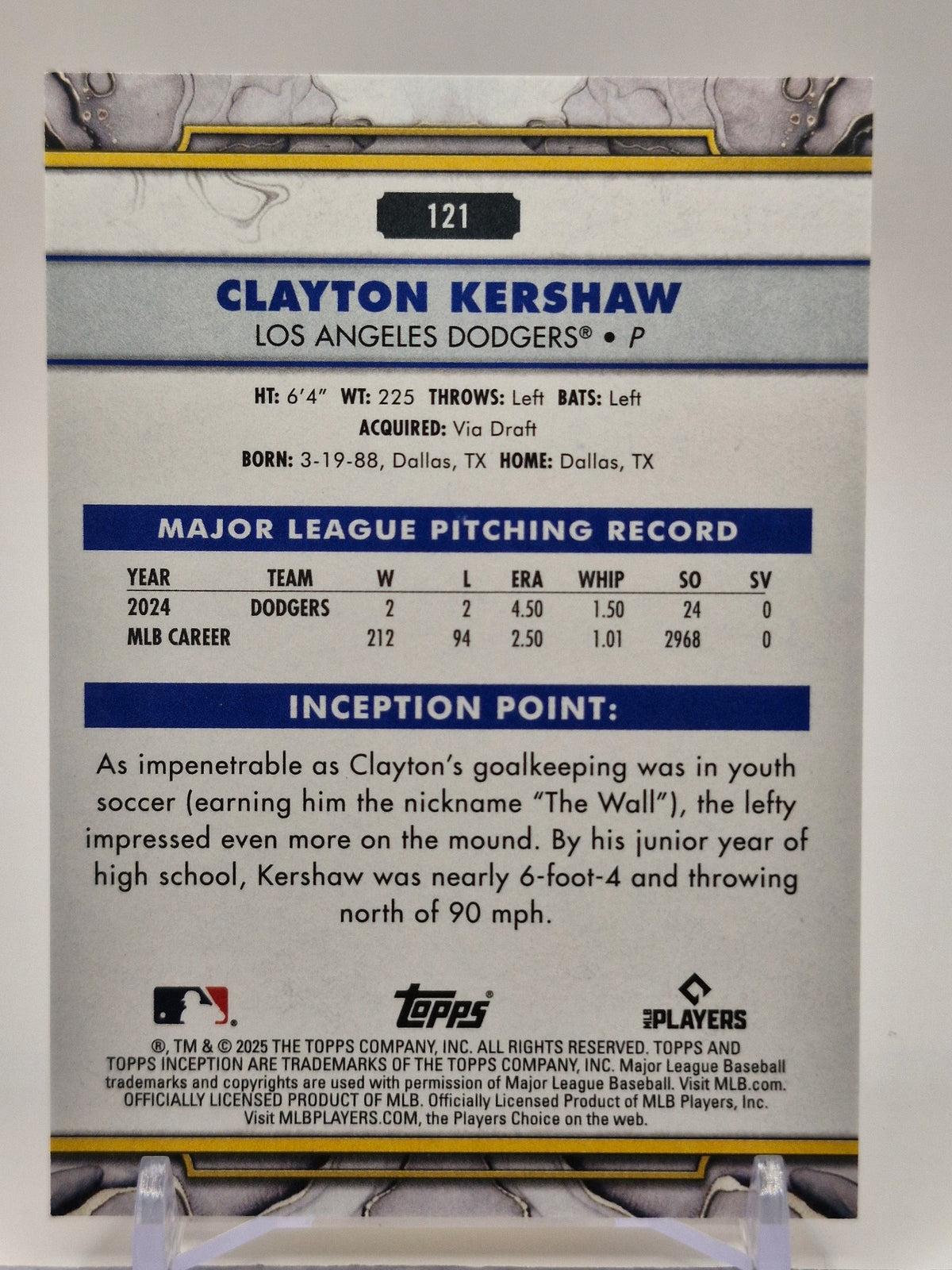2025 Topps Inception #121 Clayton Kershaw