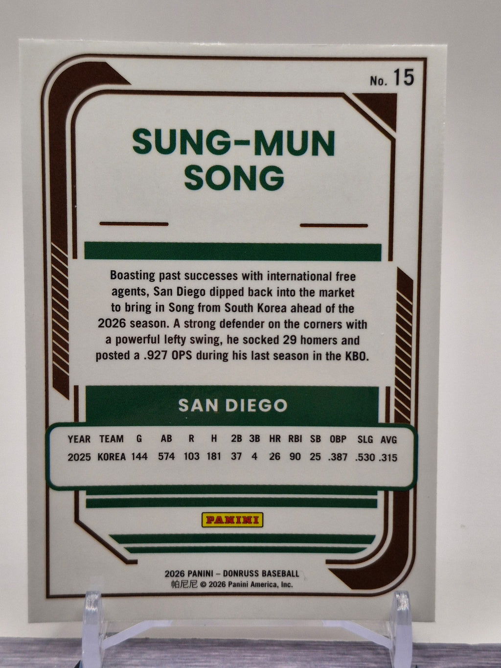 2026 Donruss #15 Sung-Mun Song Optic Holo