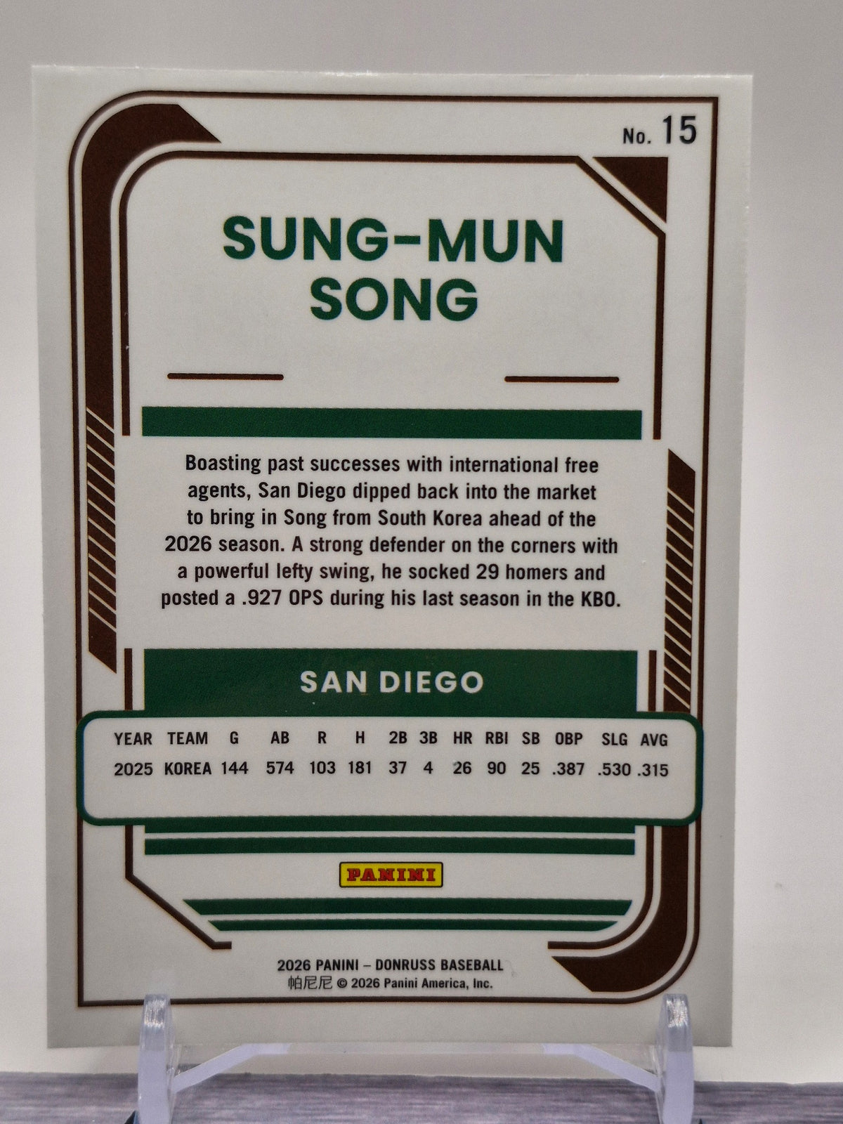 2026 Donruss #15 Sung-Mun Song Optic Holo